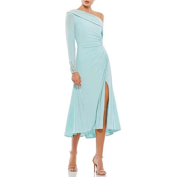 fitted lace wedding dress Dakota Long Sleeve Powder Blue Midi Sweater Dress L